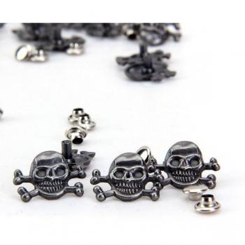 20 Sets Metal Skull Crossbones with Rivets 16 x 12mm