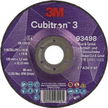 3M Cubitron™ 6 mit Cut and Grind Funktion, D125 x S3,2mm, Bohrung 22,23 mm