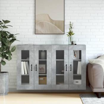 VitaXL Wall Mounted Cabinets, 2 Pcs, Concrete Grey, Engineered Wood