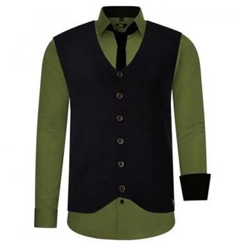 Draagtijdset T-shirt & vest met stropdas – 3-item
