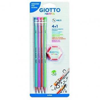 Pack de 4 lápices de grafito HB Giotto con goma