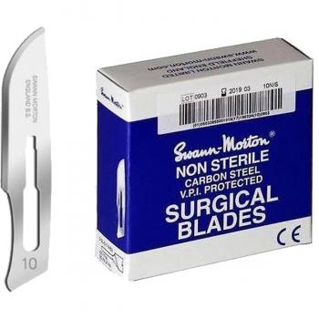 Lames de bistouri non stériles Swann Morton N°10 et N°15 en carbone 40 mm