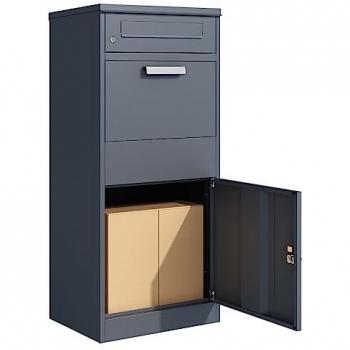 Toboli Boîte aux lettres sur pied anthracite – boîte de courrier et colis, 500 × 370 × 1120 mm