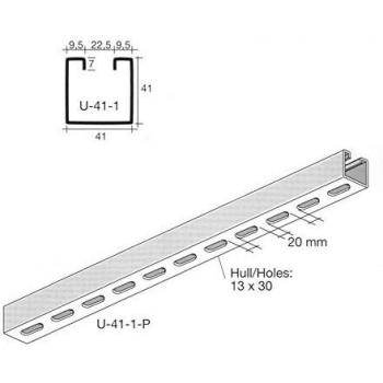 Oglaend Uno Slotted Channel Stainless Steel 41X41 mm 1 meter length
