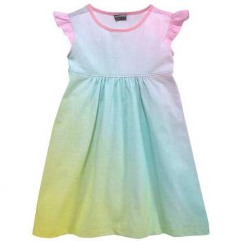 Mädchenkleid KidsWorld in Regenbogenfarben, kniefrei, 100 % Baumwolle
