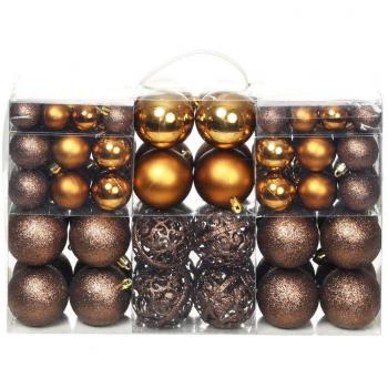 Weihnachtskugel-Set 100-teilig 3/4/6 cm in Braun/Bronze/Gold