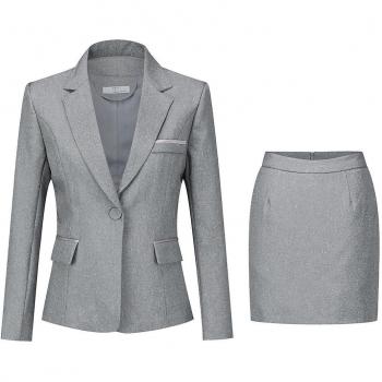 Chaqueta y Falda de Oficina para Mujer Allthemen Gris XS
