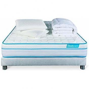 Ensemble BodyZone+ 140x190 Ressorts ensachés, Visco 5 Zones Ultra épaisseur + Couette + 2 oreillers