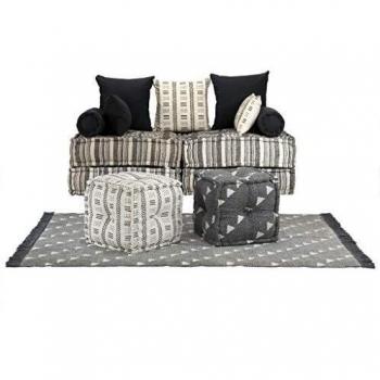 Vida XL 14‑teilige Sofagarnitur – gestreifte Stoffcouch, Schlaf