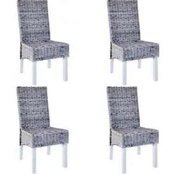 VidaXL Sillas de comedor 4 uds ratán Kubu y madera mango marrón claro