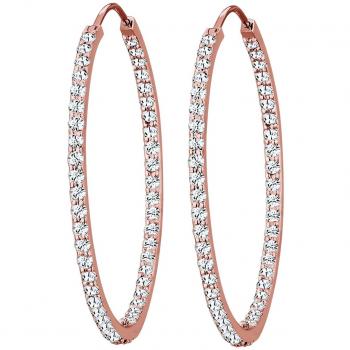 Elli Premium Ohrringe Damen – Creolen mit 1 ct Kristallen in 925 Silber