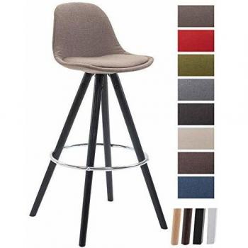 CLP Barstuhl Franklin mit hochwertiger Polsterung und Stoffbezug, Farbe: taupe, Gestellfarbe: Schwarz