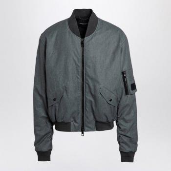 Dolce & Gabbana Men's Green Linen Bomber Jacket, Size L
