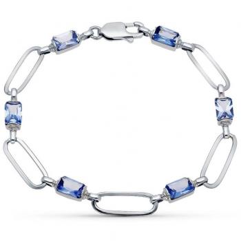 Pulsera Inmaculada Romero: Oro 18K, Circonita Azul y Eslabones Lisos