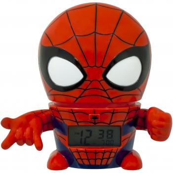 BulbBotz Spider-Man Kids Clock – Rot-Blau, 14 cm, mit LED-Nachtlicht, LCD