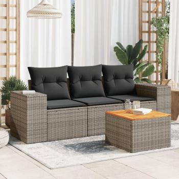 VidaXL 4-tlg. Lounge-Set für den Garten mit Kissen Grau