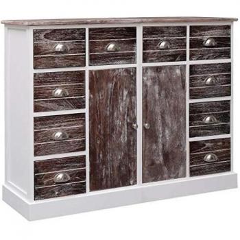 Buffet en bois brun avec 10 compartiments à tiroirs, mesurant 113 cm de large, 30 cm de profondeur et 79 cm de hauteur (vidaXL)