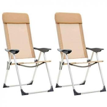 VidaXL Sedia pieghevole da campeggio 2 unità crema alluminio
