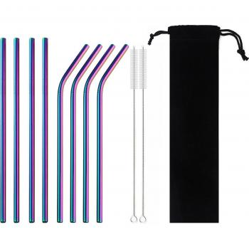 5-Piece Colorful Stainless Steel Drinking Straw Set