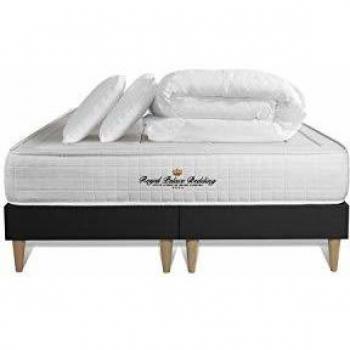 Pack Literie Balmoral Matelas à mémoire de Forme 160x200cm + Sommier Noir 80x200 cm + 2 Oreillers