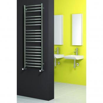 Eos Curved Heated Towel Rail – 1200 mm H × 600 mm W, Polished Stainless Steel
