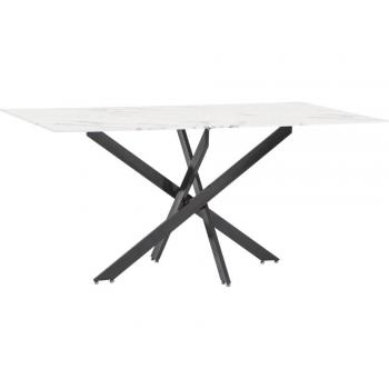 Morgan Table 160x90 – Verre Thermo, Pieds Métal, Finition Marbre/Gris