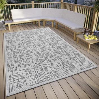 Grey Flat Woven Weatherproof Rug – 115 × 170 cm