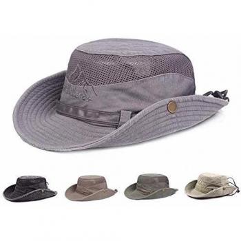 Chapeau de Pêche Gris Anti UV Respirant Séchage Rapide