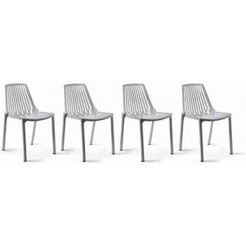 Chaises Pliantes Oviala en Plastique Blanc pour Jardin (Lot de 4)