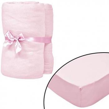 Baumwoll-Spannbettlaken 70×140 cm rosa, 4X für Kinderbett – VidaXL