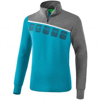 Erima Drive 5-C Sweatshirt Oriental Blue Melange / Grey Marl / White