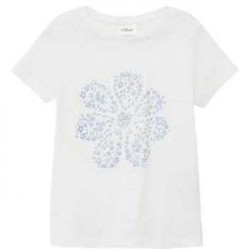 S.Oliver Glitzerprint T-Shirt für Mädchen – 92/Weiß