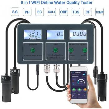 Analyseur Multi-Paramètres 8-en-1 Rechargeable – S.G., pH, EC, Sel, ORP, TDS, CF, Température
