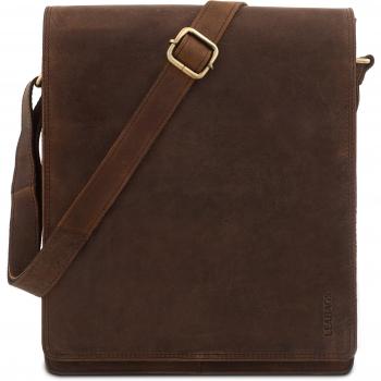 Sac à ordinateur portable LEABAGS London : bandoulière en cuir véritable