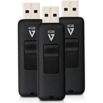 V7 VF24GAR3PK3E 4 GB USB 2.0 Flash Drive Black 3 Pack