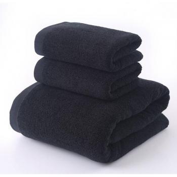 Serviette de bain camping noire à deux pièces