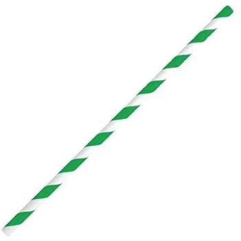 Fiesta Eco‑Straw Green‑Striped Bendy Paper Straws – 250 Pack