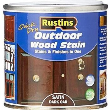Rustins Quick Dry Satin Woodstain for Outdoor Use, Dark Oak, 500 ml