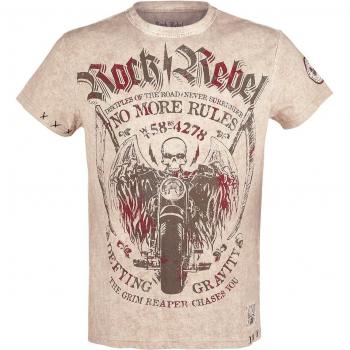 T-Shirt Rock Rebel EMP – Beige à ras du cou, imprimé, M‑XL, homme, coupe standard