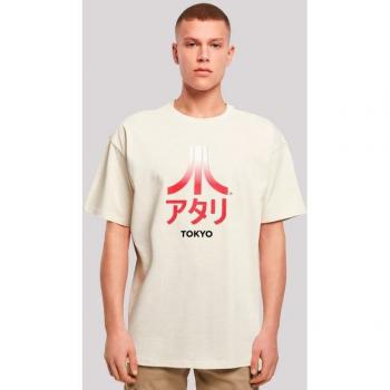 Herren‑Tee “F4NT4STIC: Atari Tokyo Retro Arcade” – Oversized, Kurzarm, Rundhals, Beige (Sand)