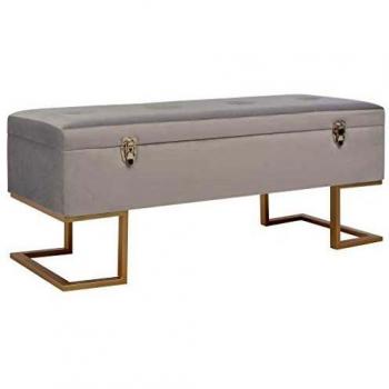Grey Velvet Bench with Storage 105 cm