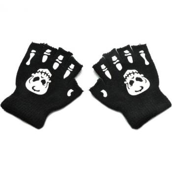Kids Luminous Fingerless Skeleton Gloves