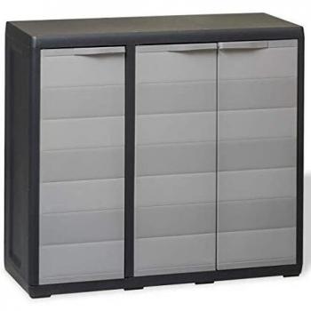 Mobile da Giardino a 2 Ripiani Nero e Grigio