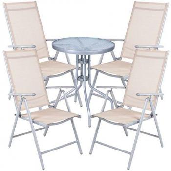 Essgruppe Bistrogarnitur 5-teilig Silbergrau Beige