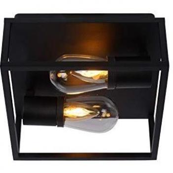 Lucide Carlyn Bathroom Ceiling Lamp 2-Bulb Black