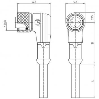 Lutronic M12 Femelle Coudé 10m 4 Pôles