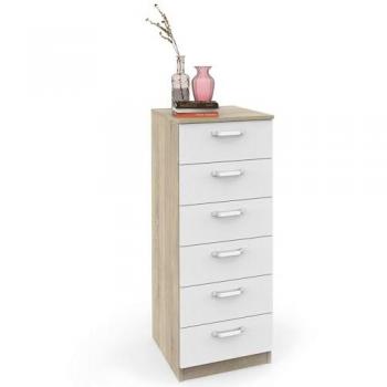 Commode Moderne Briebe, 6 Tiroirs, 110x40x40 cm, Blanc