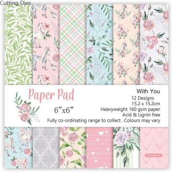 12 Sheets Flower-Themed Paper for Card Making and Scrapbooking