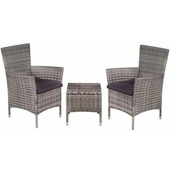 VidaXL Bistro-Set 3-teilig Poly Rattan Grau