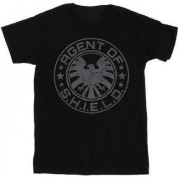 Marvel Women's Avengers Shield Beaten Circle Cotton Boyfriend T-Shirt L Black